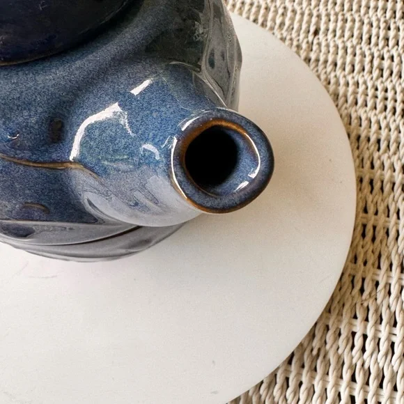 Pier 1 Elegant Blue Ceramic Teapot Set - Picture 5 of 10